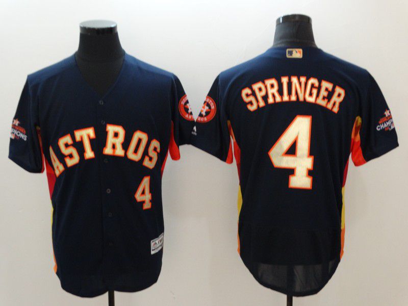 Men Houston Astros 4 Springer Blue Elite Champion Edition MLB Jerseys